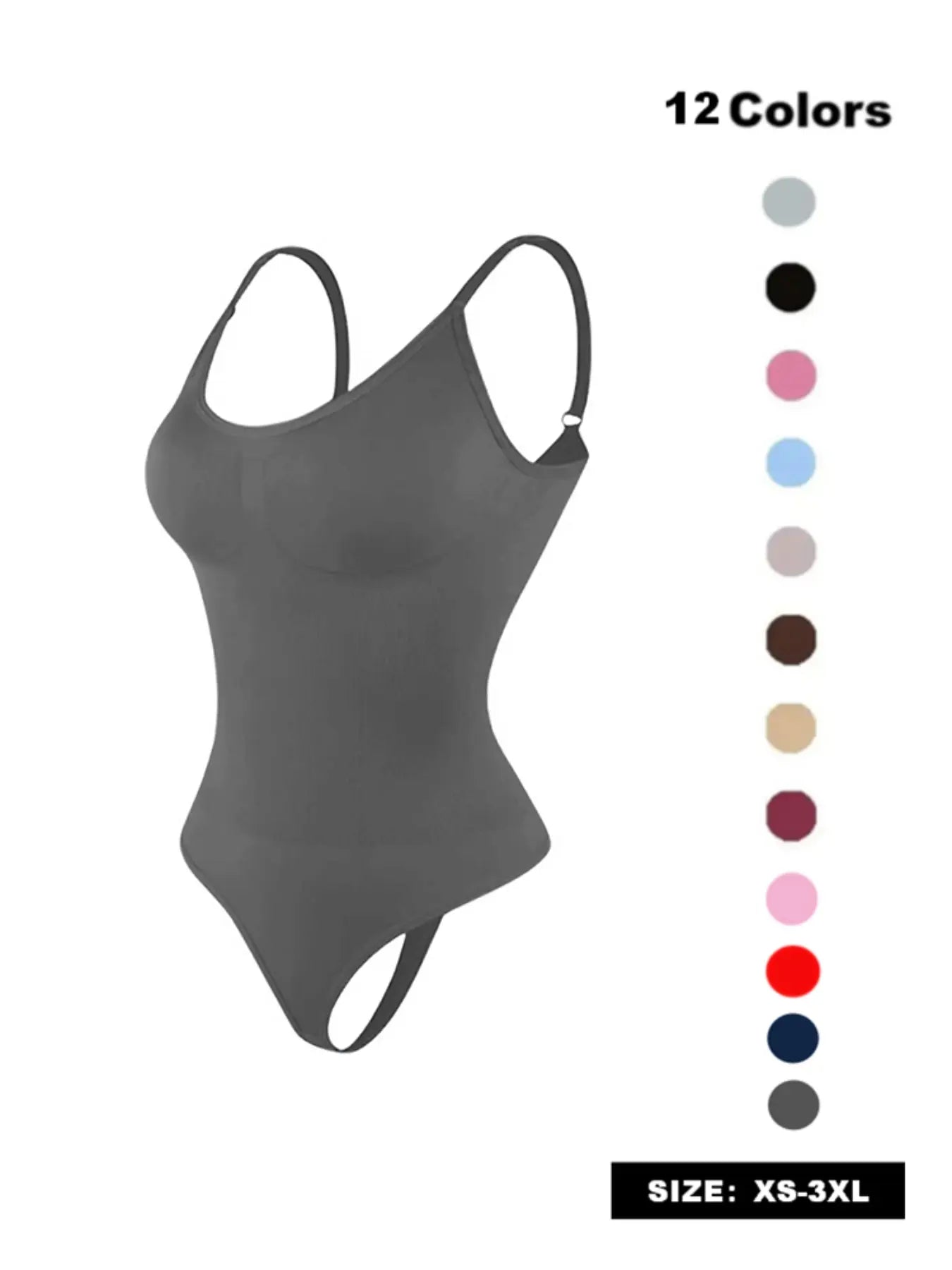 Women'S Solid Spaghetti Strap Adjustable Strap Backless Shapewear Bodysuit, Casual Comfy Seamless Tummy Control Butt Lifting Bodysuit for Daily Wear, Ladies Shapewear for All Seasons