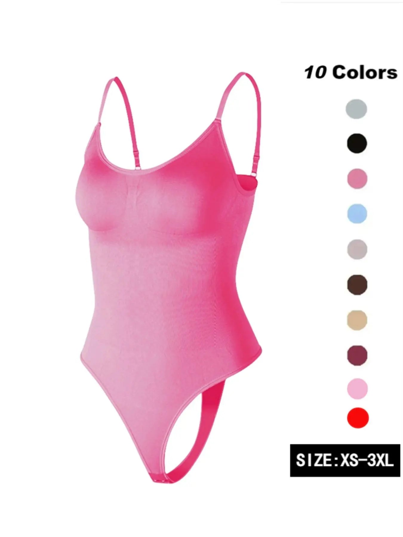 Women'S Solid Spaghetti Strap Adjustable Strap Backless Shapewear Bodysuit, Casual Comfy Seamless Tummy Control Butt Lifting Bodysuit for Daily Wear, Ladies Shapewear for All Seasons