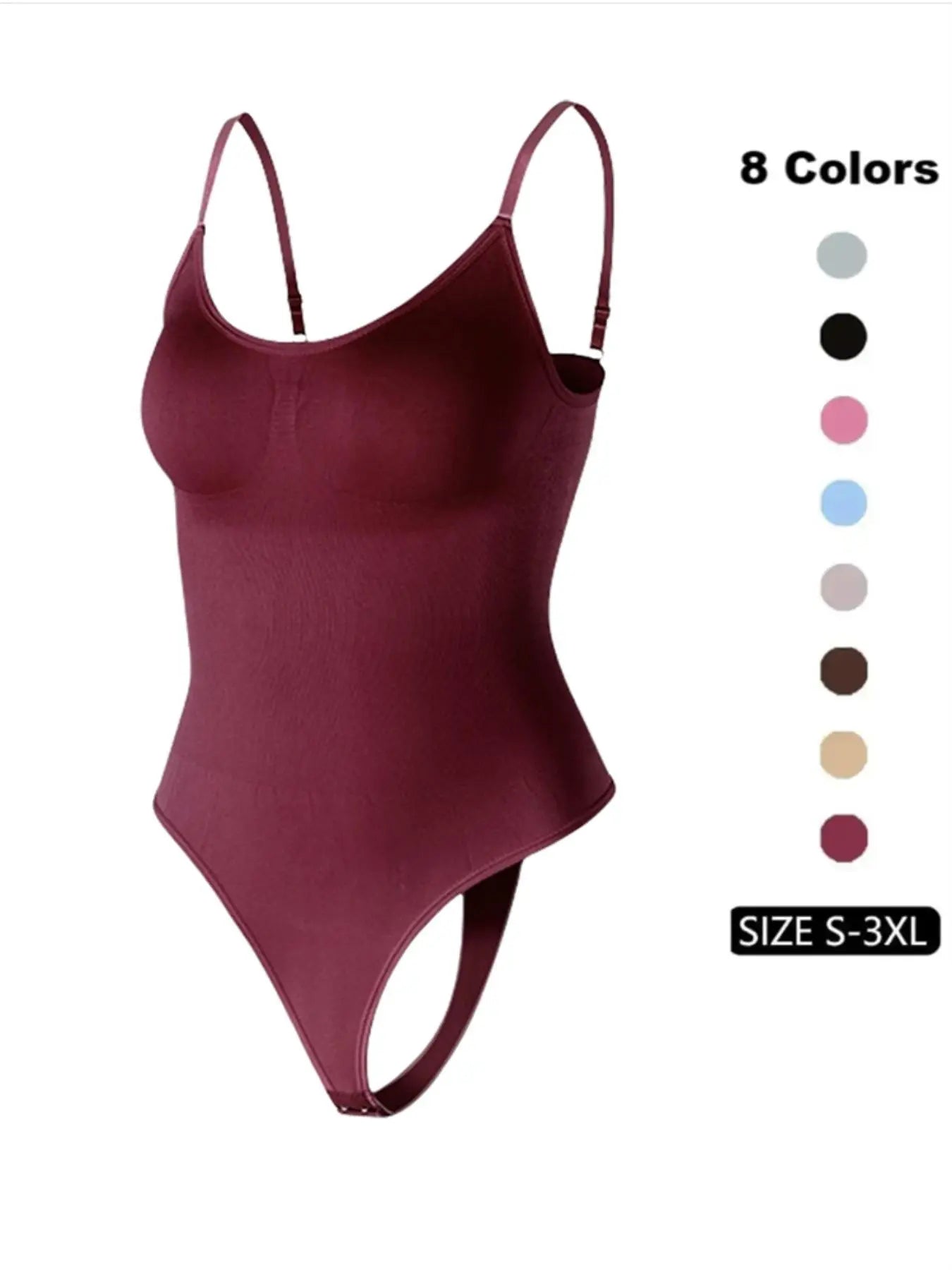 Women'S Solid Spaghetti Strap Adjustable Strap Backless Shapewear Bodysuit, Casual Comfy Seamless Tummy Control Butt Lifting Bodysuit for Daily Wear, Ladies Shapewear for All Seasons