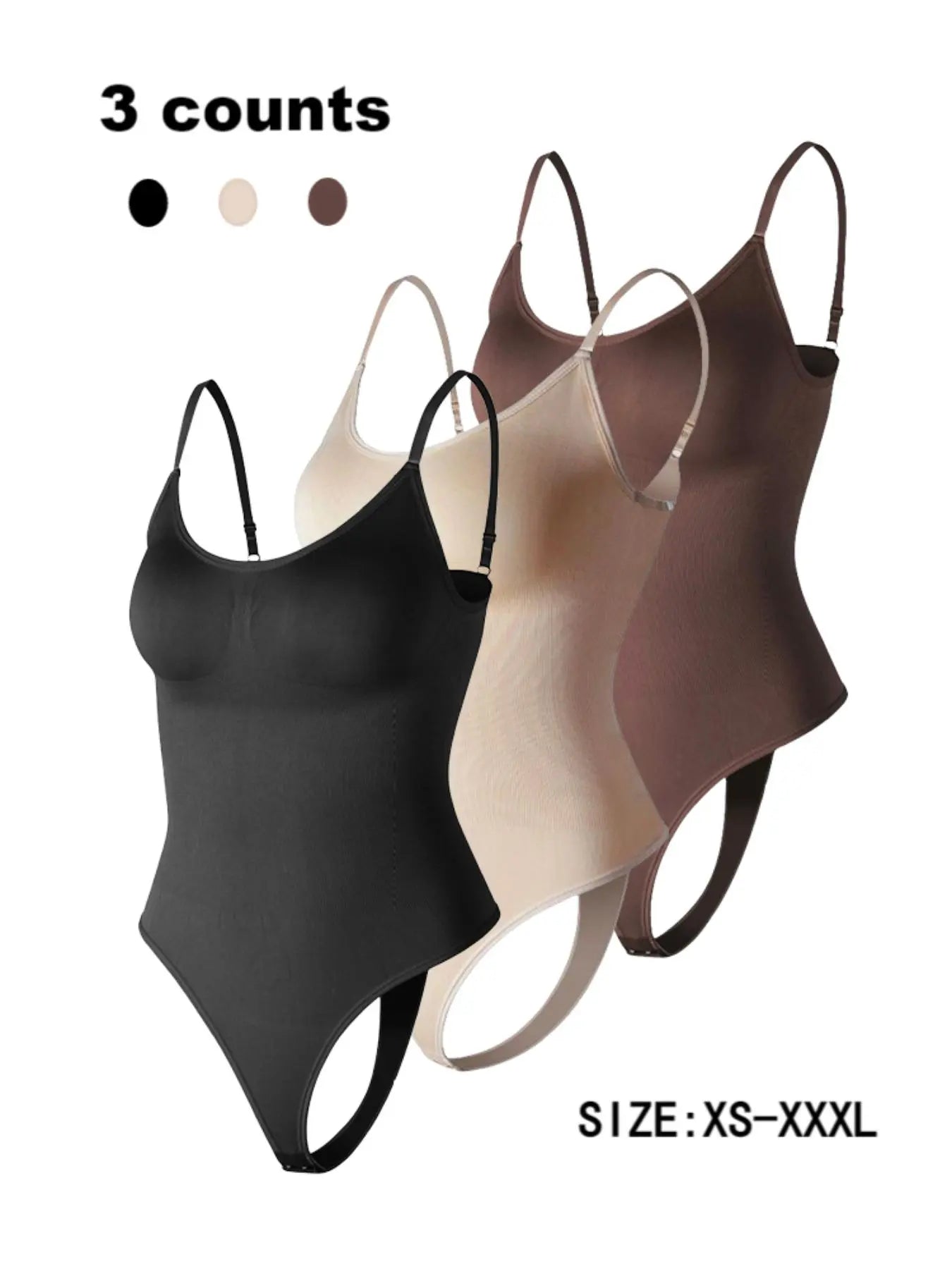 Women'S Solid Spaghetti Strap Adjustable Strap Backless Shapewear Bodysuit, Casual Comfy Seamless Tummy Control Butt Lifting Bodysuit for Daily Wear, Ladies Shapewear for All Seasons