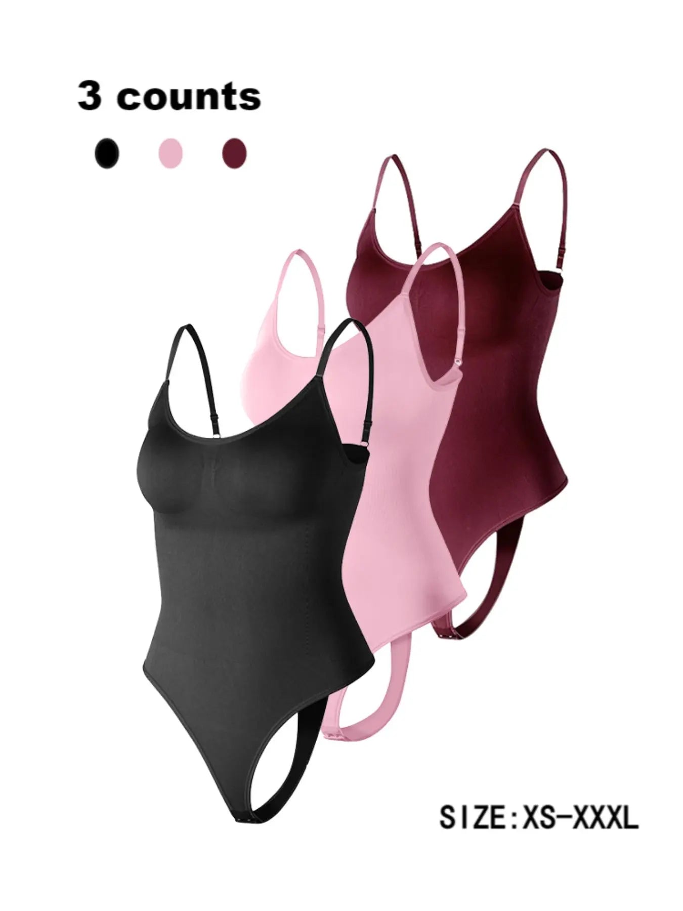 Women'S Solid Spaghetti Strap Adjustable Strap Backless Shapewear Bodysuit, Casual Comfy Seamless Tummy Control Butt Lifting Bodysuit for Daily Wear, Ladies Shapewear for All Seasons