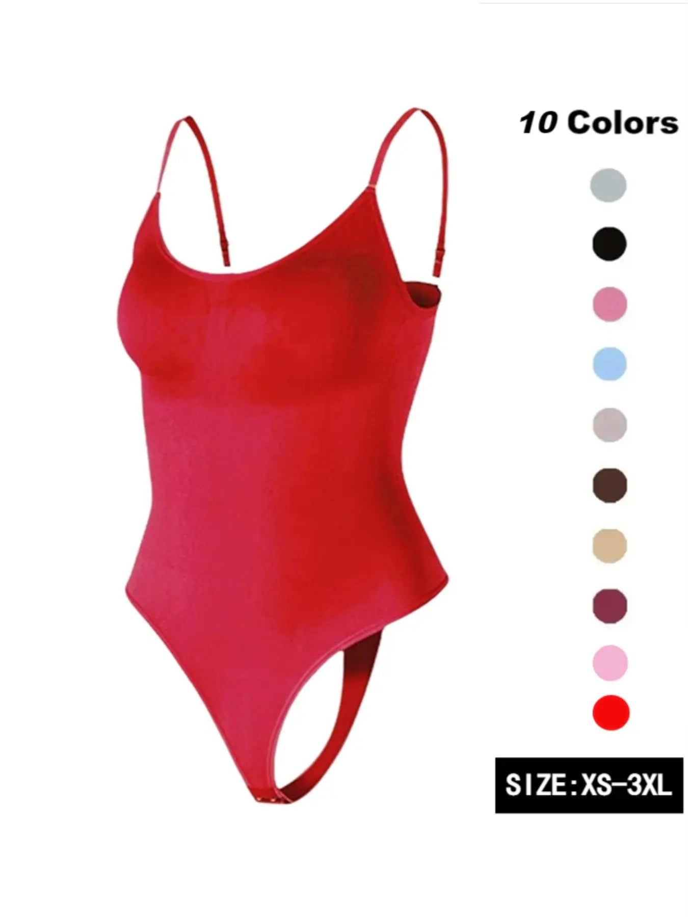 Women'S Solid Spaghetti Strap Adjustable Strap Backless Shapewear Bodysuit, Casual Comfy Seamless Tummy Control Butt Lifting Bodysuit for Daily Wear, Ladies Shapewear for All Seasons